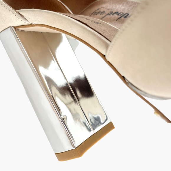 Free People Mix and Mingle Suede Silver Mirror Platform Heels - Picture 9 of 10